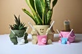 Happy Face Planter: Knitting Needle Holder pot, Crochet Lover Gift