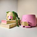 Official Happy Face Planter - Chunky book pot. A perfect gift for a book lover or unique present. Home Decoration for small plants.