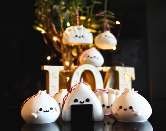 3D Printed Kawaii Dumpling Christmas Bauble, Dim Sum Decor