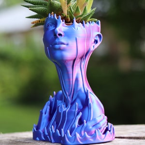 Elegant Head planter, Melted head plant pot, Artistic planter for indoor plants and outdoor plants, Plant gift, goddess. planter decoration