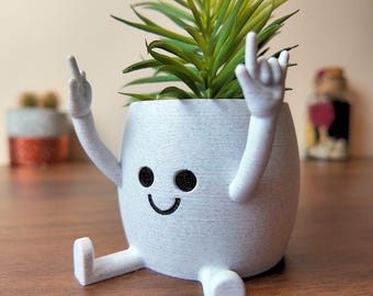 Happy Face-planteringskärl: 3D-printad rock and roll-kruka