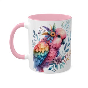 Watercolor Parrot Mug: Tropical Bird Art, Animal Lover Gift