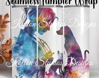 Watercolor Lady Veterinarian Doctor Nurse Dog Cat 20oz Digital Seamless Sublimation Tumbler Wrap, Watercolor Pet Woman Doctor Lady Vet Tech