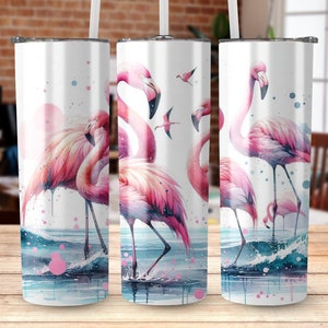 Tropical Inspired Flamingo Digital Art, Watercolor Flamingos, Tropical Wall Art, Pink Bird Decor, Flamingo Watercolor Print,Digital Download