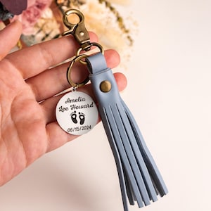 Best Mother&#39;s Day Gifts, Genuine Leather Tassels with Monogram, Tassel Key Fob for Tote/Bag/Shoulder Bag/Purse, Leather Accessory for Women