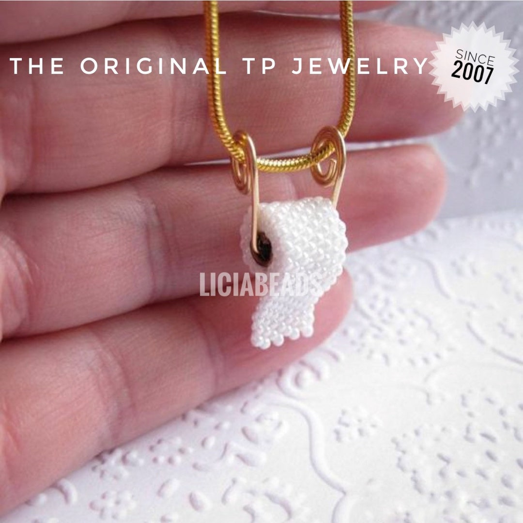 Toilet Paper Necklace Pendant With Gold Plated or Sterling Silver 18