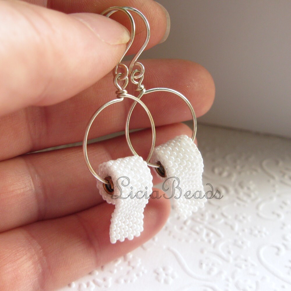 Toilet Paper earrings on hoops in sterling silver or gold Etsy