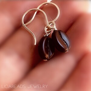 Coffee bean earrings in sterling silver or gold tone brass image 2
