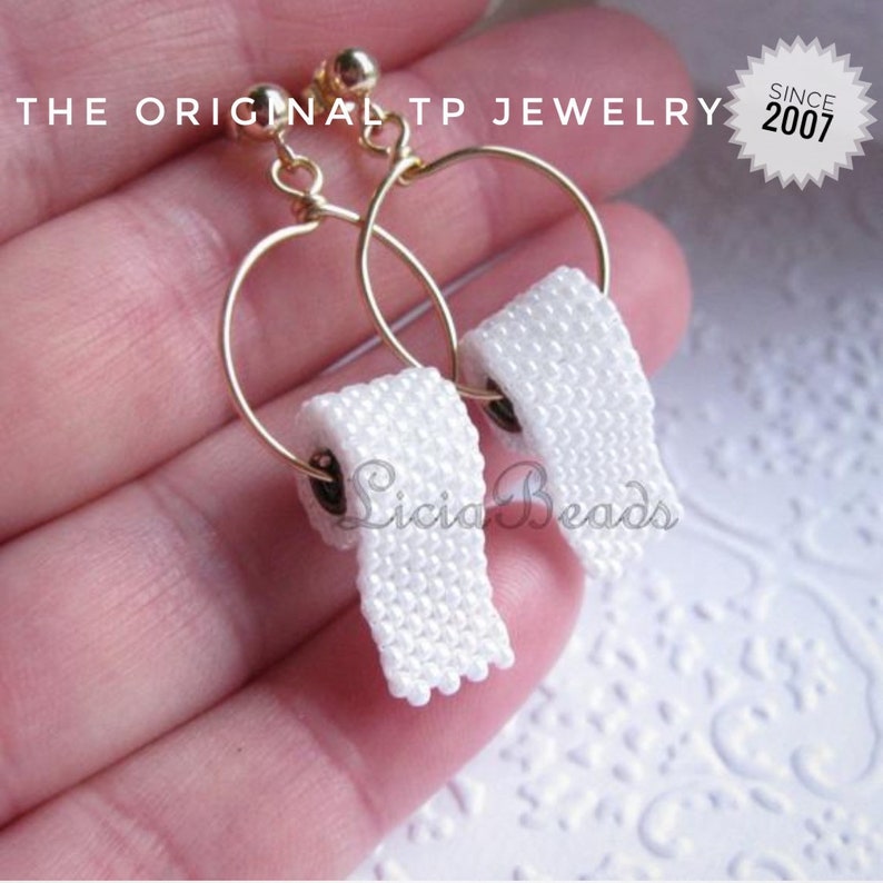 Toilet Paper earrings on sterling silver or gold plated posts image 2