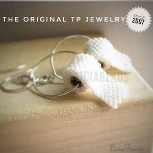 Toilet Paper earrings on hoops in sterling silver or gold image 3