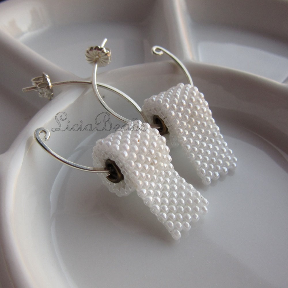 Handmade beaded Toilet Paper earrings in sterling brass or Etsy