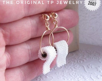 Toilet Paper earrings on stud posts in sterling silver or gold