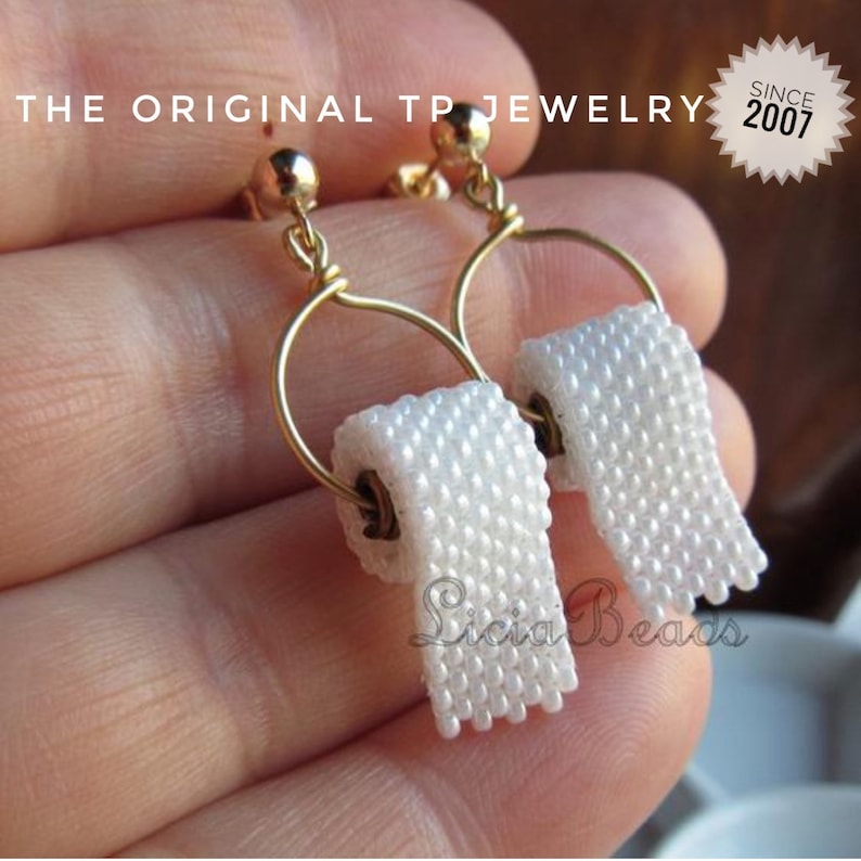 Toilet Paper Earrings on Gold or Sterling Silver Stud Post Earrings Etsy