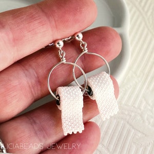 Funny Toilet Paper earrings Choose sterling silver or gold. Funny fun silly gift jewelry image 7