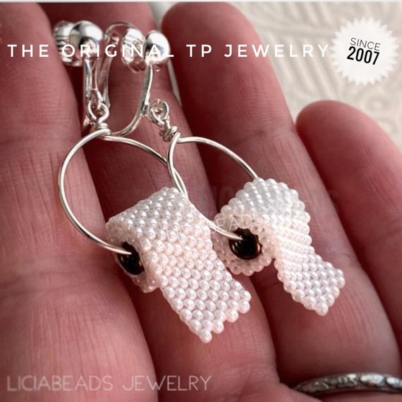 Toilet Paper Earrings Silver Plated Clip Ons Etsy