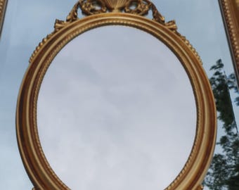 Vintage Italian Gold Oval Mirror – SP Mod Depose 1960s Ornate Wall Decor