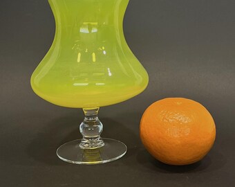 Vase vintage en verre Aseda par Bo Borgstrom - Art en verre jaune, design suédois Mid-Century