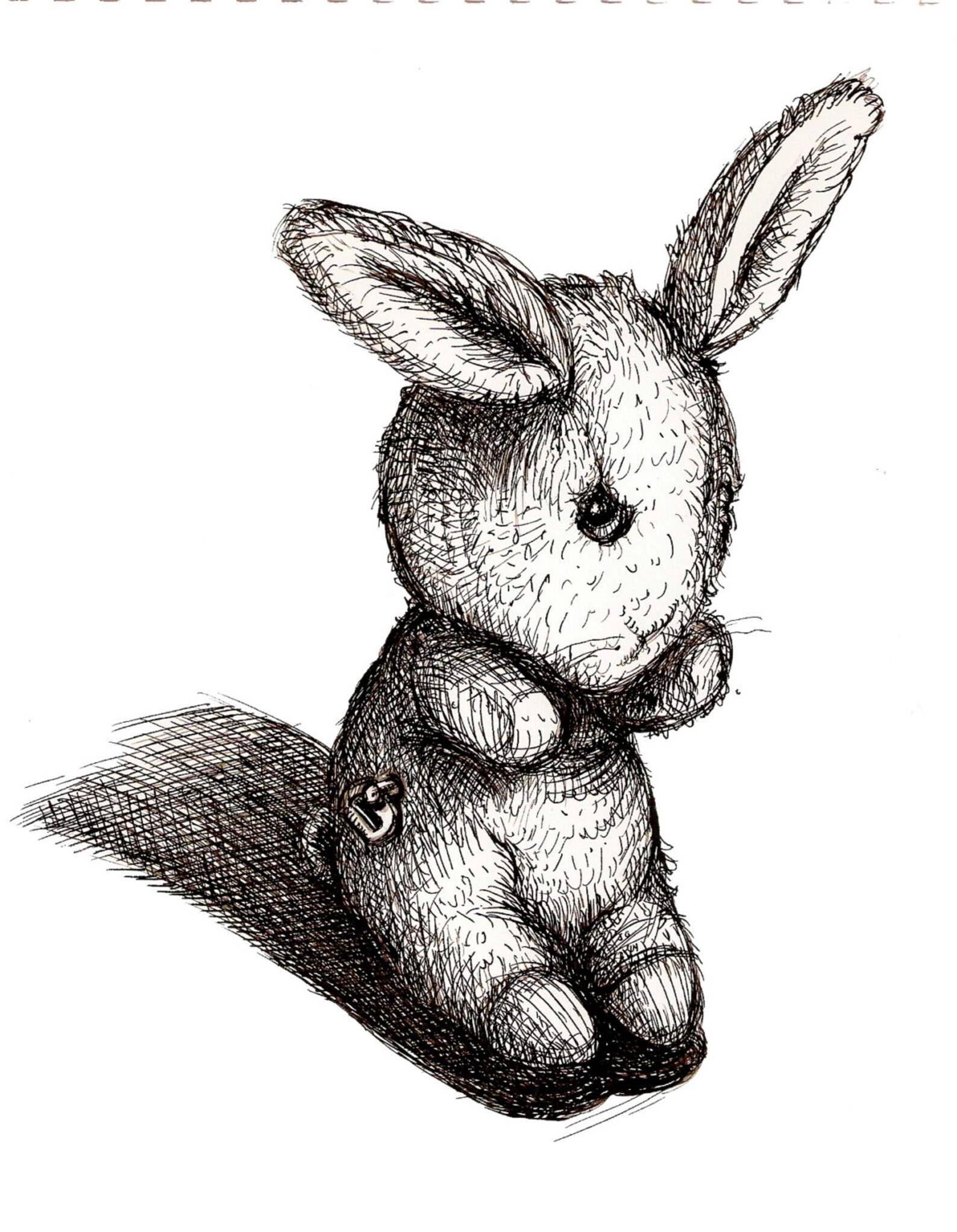 Wall Art Print Childrens Illustration Bunny Rabbit Pen and Ink Etsy