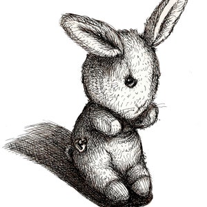 Wall Art Print Childrens Illustration Bunny Rabbit Pen and Ink image 4