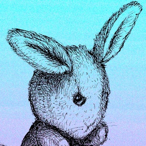 Wall Art Print Childrens Illustration Bunny Rabbit Pen and Ink image 2