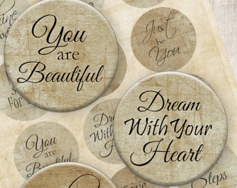 Bottle Cap Inspirational Sayings 1 Inch Digital Collage | Etsy