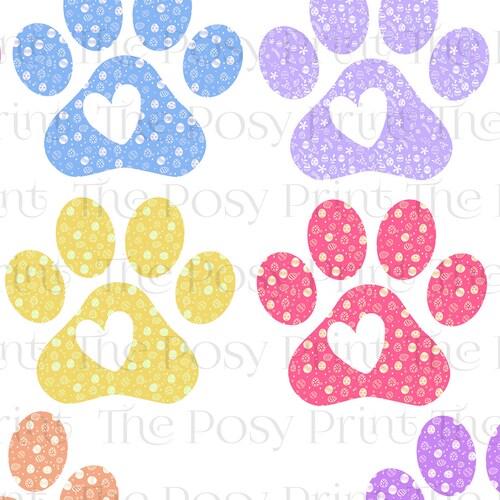 Paw Print Heart Watercolor Clipart Heart Clip Art Printable - Etsy