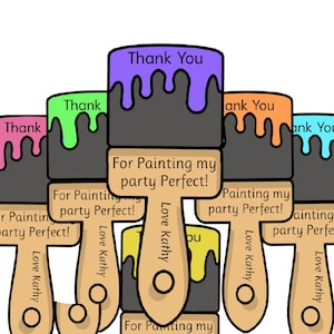 Pinsel bearbeitbar, Malerei Party Danke Tags, Farbe Gunst Tags, druckbare Bevorzugung, Kunst Geburtstag Tags, druckbarer Sofort Download Tag