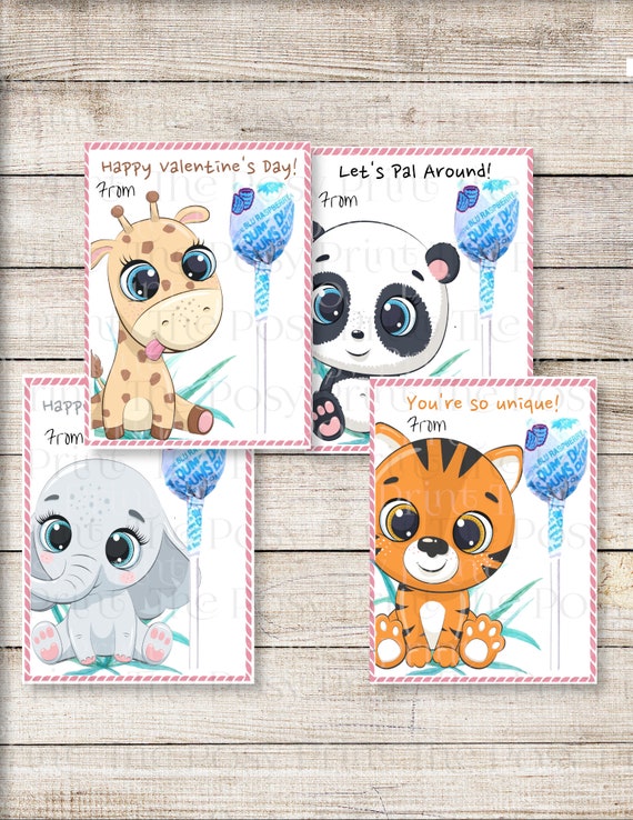 Zoo Valentine's Day Cards Edit Online Kid's