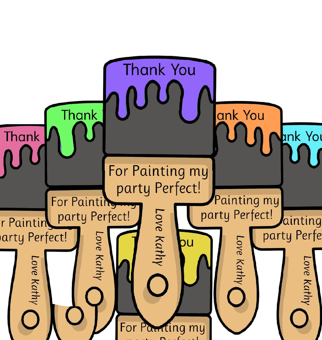 Paintbrush Editable, Painting Party Thank You Tags, Paint Favor Tags