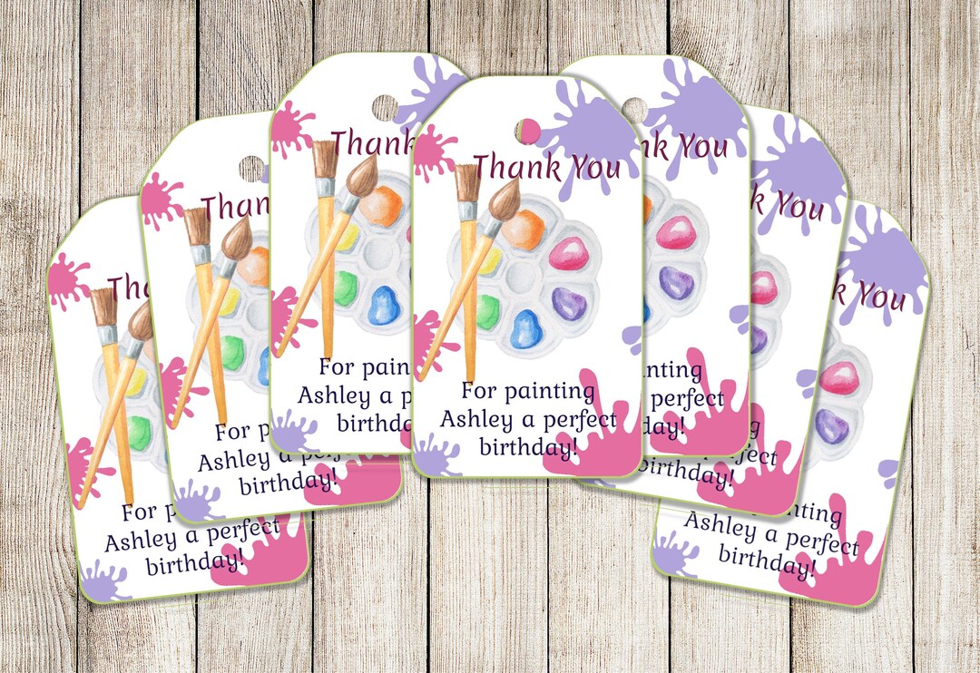 Editable Paint Party Thank You Tags, Paint Favor Tags, Printable Favor