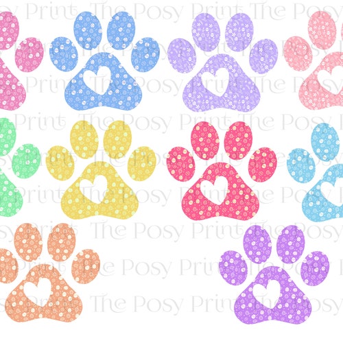 Paw Print Heart Watercolor Clipart Heart Clip Art Printable - Etsy