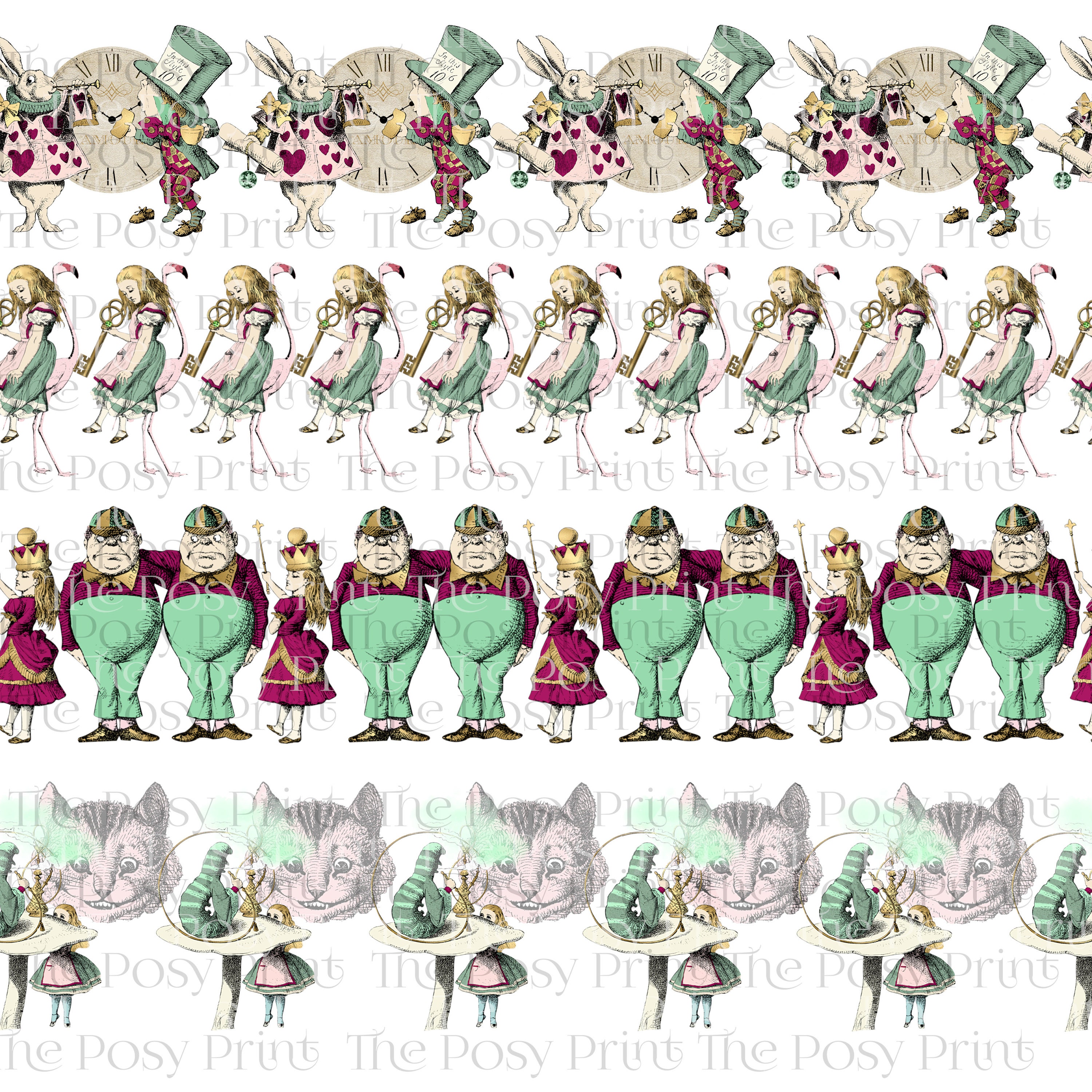 Alice in Wonderland Border PNG Mad Hatter Dividers Printable Etsy