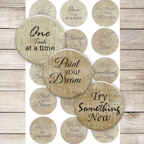 Bottle Cap Inspirational Sayings 1 Inch Digital Collage - Etsy