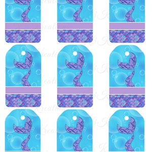 Mermaid Tags, Mermaid Tail, Jet Template Editable Tags, Mermaid Party ...