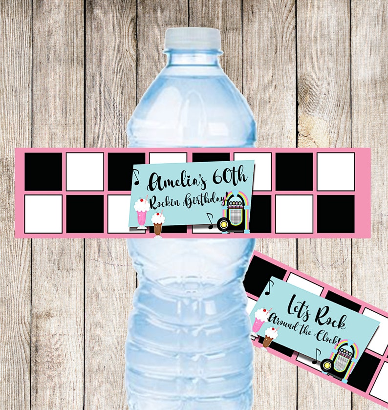 Retro Water Bottle Labels Editable Water Bottle Labels Etsy