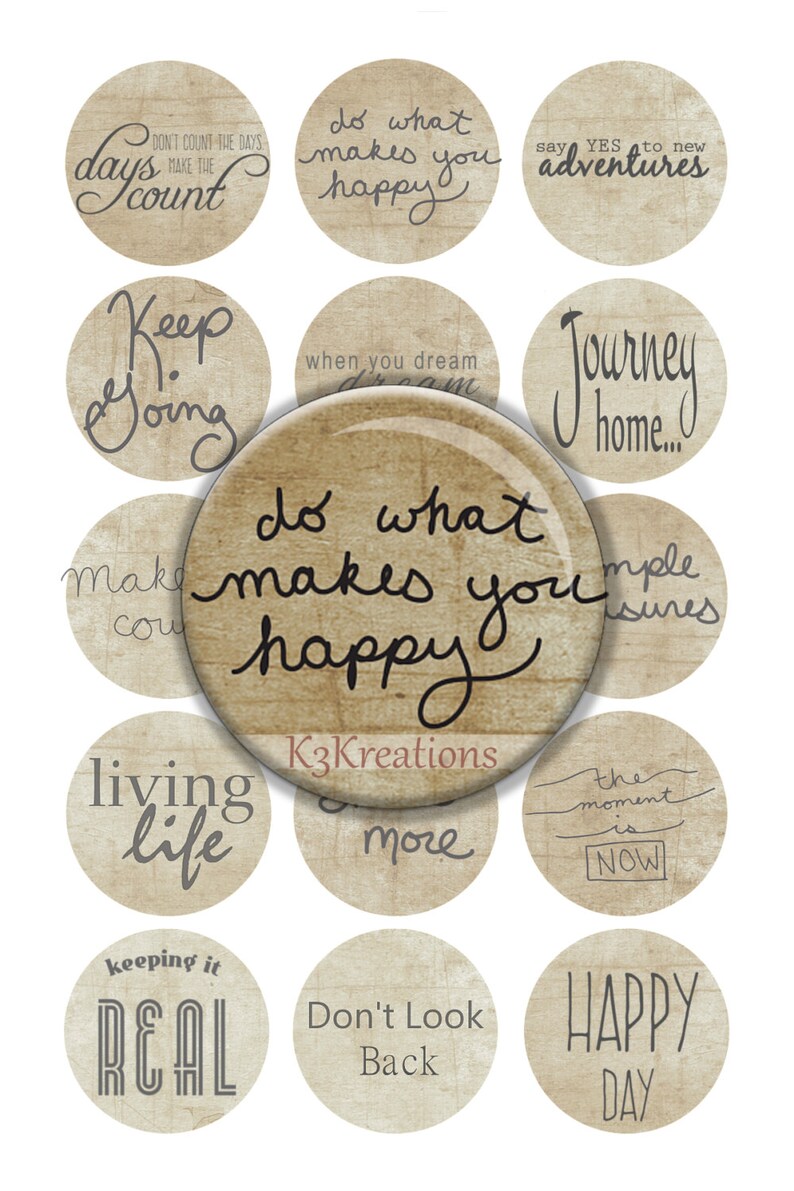 inspirational sayings 1 inch digital collage sheet