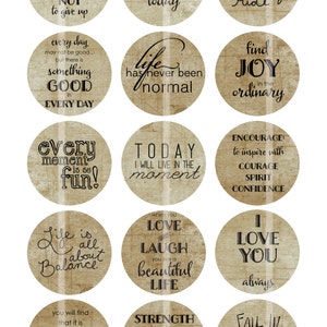 Bottle Cap Inspirational Sayings 1 Inch - Digital Collage Sheet ...