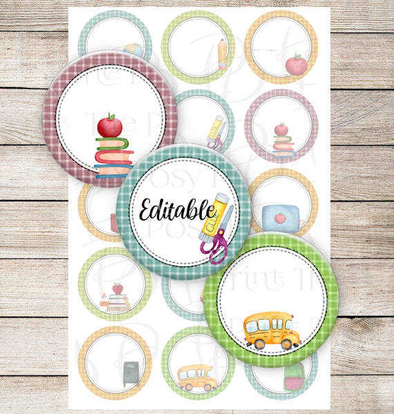 School Bottle Cap Images Editable 1 Inch Bottle Caps - Etsy