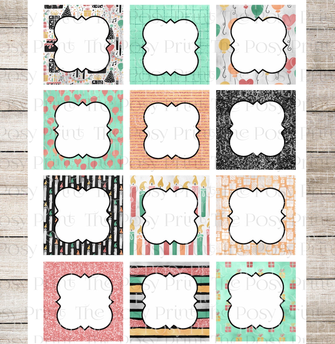 Editable Birthday Candles Presents Birthday Patterns 2x2 Etsy