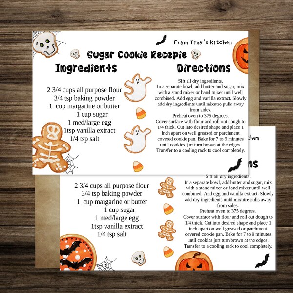 Halloween Recipe Cards - Etsy