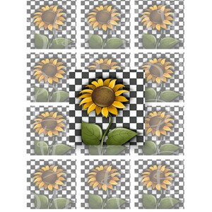 15 1 Inch Buffalo Plaid Digital Collage Sheet Printable Instant Download jewelry Checkered Sunflower Sunflower Stickers