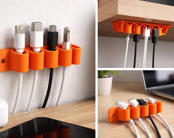 Organizzatore di cavi da scrivania – Supporto per cavo di ricarica – Gestione cavi USB/iPhone – Gestione cavi da scrivania – Stampato in 3D