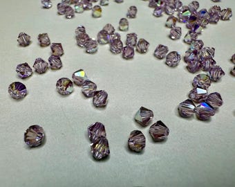 Swarovski Light Amethyst AB 5328 4mm Bicone Beads
