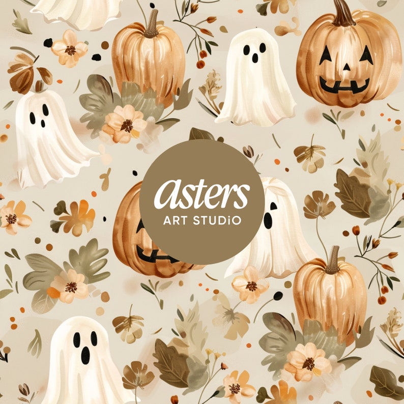 Boho Halloween Seamless Pattern, Boho Pattern, Halloween Pumpkin ...
