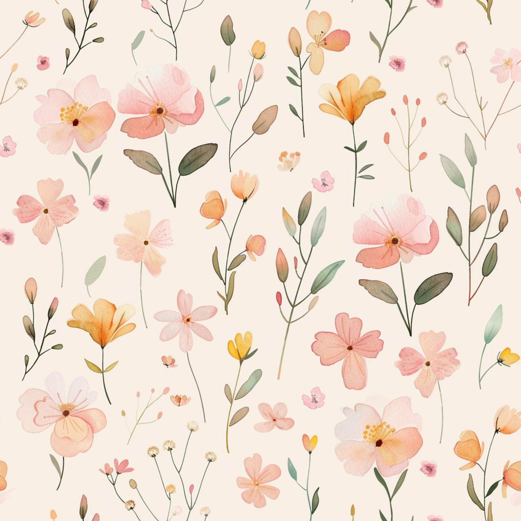 Pink Dainty Wildflowers Seamless Pattern, Pink Floral Digital Paper ...
