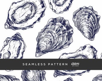 Oysters Seamless Pattern