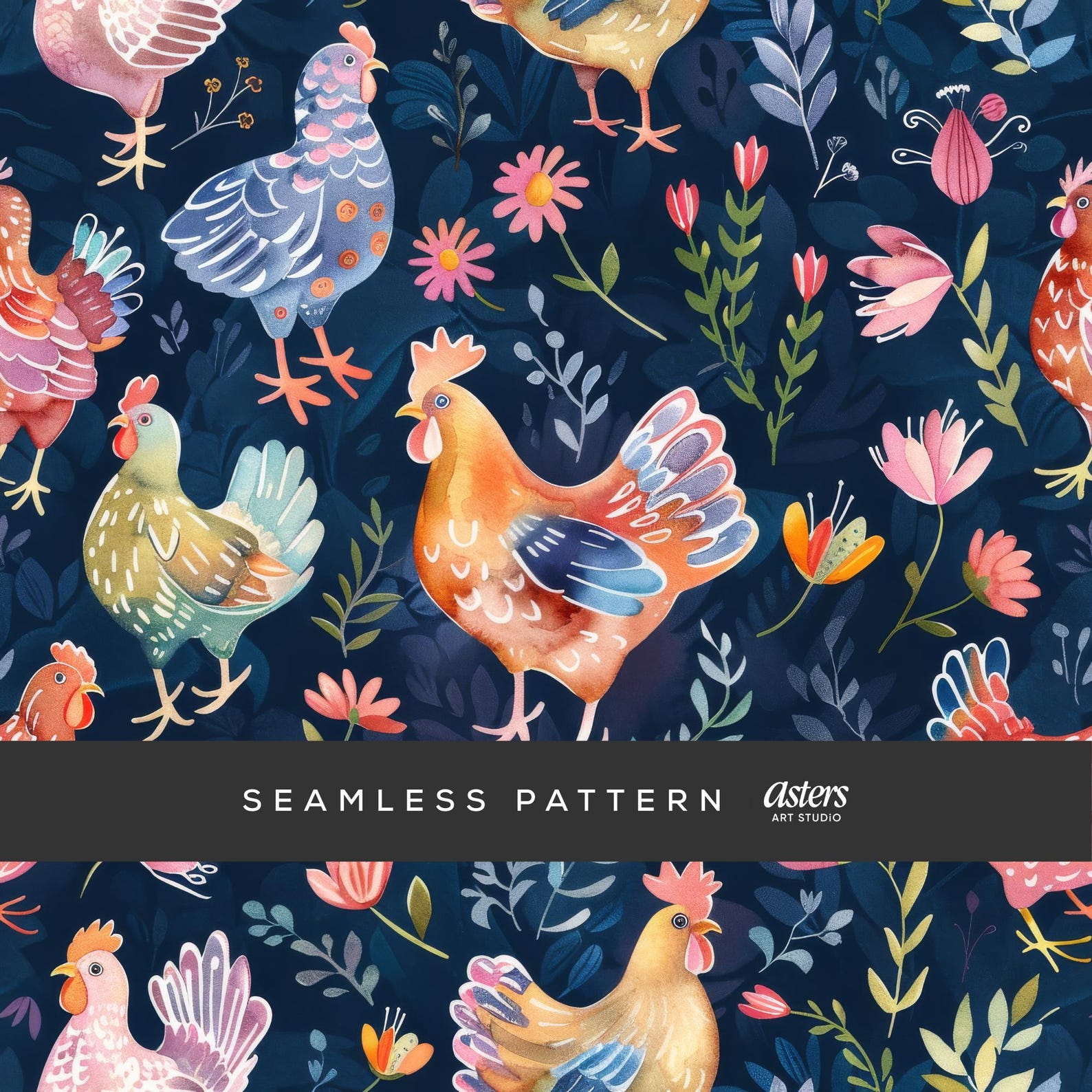 Seamless Chicken Pattern Roosters Pattern Chickens Seamless Background ...