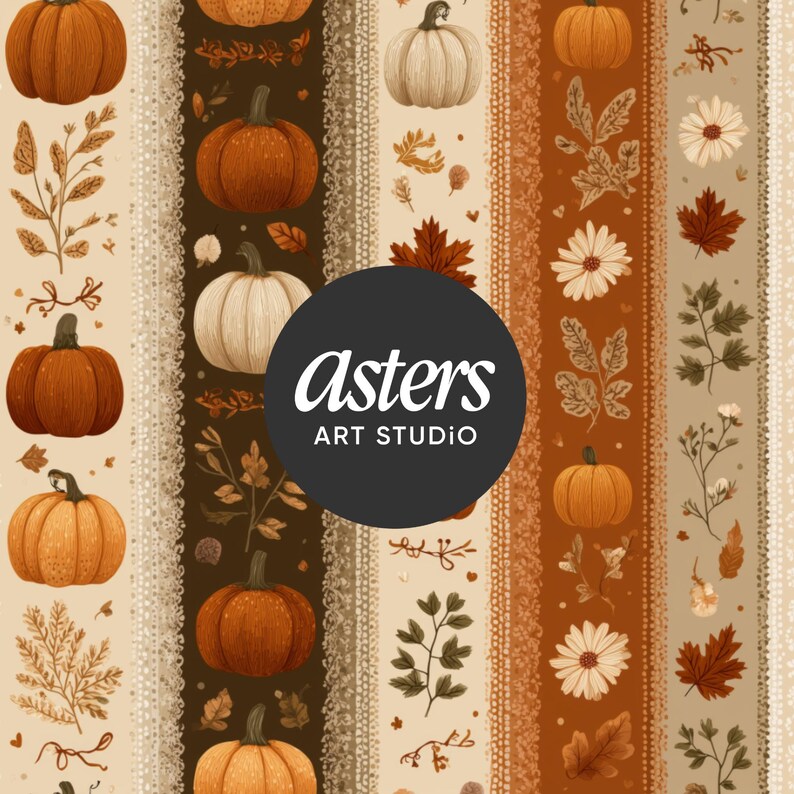 Seamless Fall Pumpkin Floral Pattern With Vintage Autumn Leaves and ...