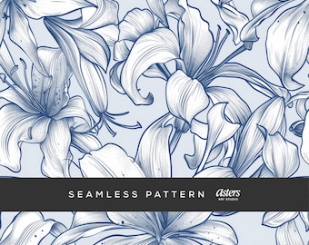 Chinoiserie Seamless Pattern, Vintage Floral Digital Paper, Elegant Scrapbooking Backgrounds, Asian Art Design