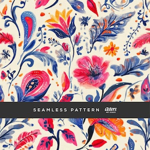Paisley Seamless Repeating Pattern Paisley Floral Seamless Pattern Preppy Paisley Digital Paper Paisley Patterns Paisley Flower Fabric Print
